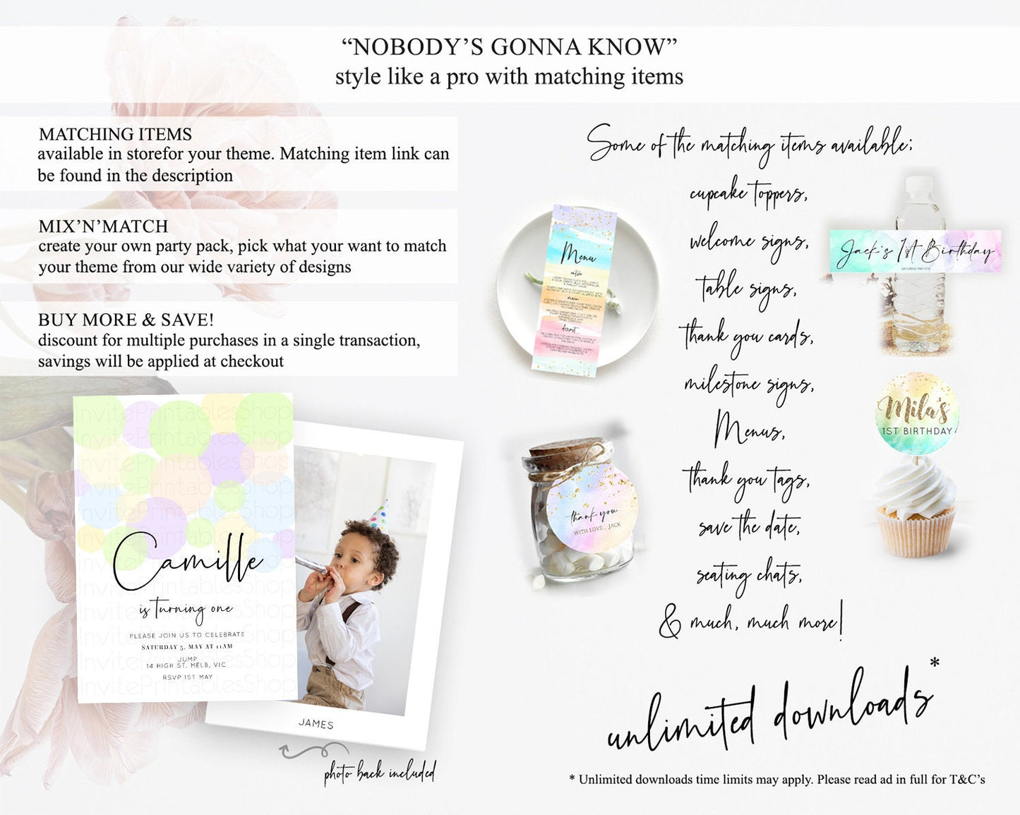 Pastel Birthday Invitation Pastel Confetti Birthday Invitation Bubbles Invitation Colorful Rainbow Confetti 2nd 1st First Birthday D10228