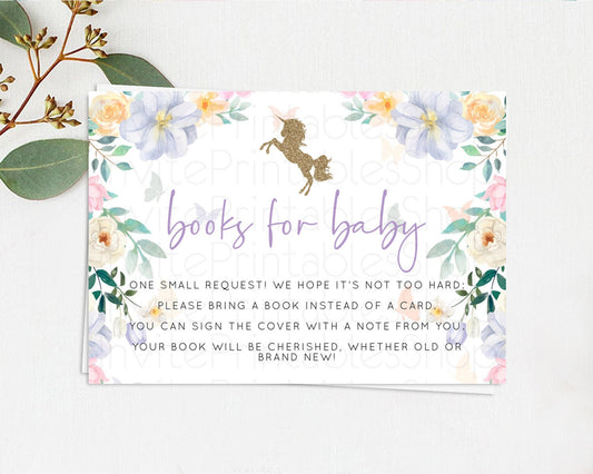 Editable Unicorn Garden Books For Baby Card Floral Unicorn Book Insert Paste
