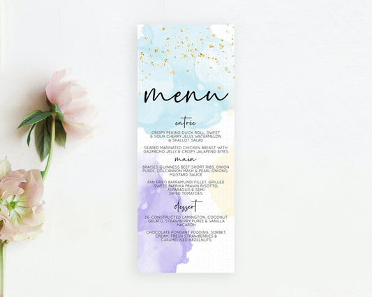 Editable Pastel Menu Pastel Rainbow Menu Template Colorful Pastel Table Deco