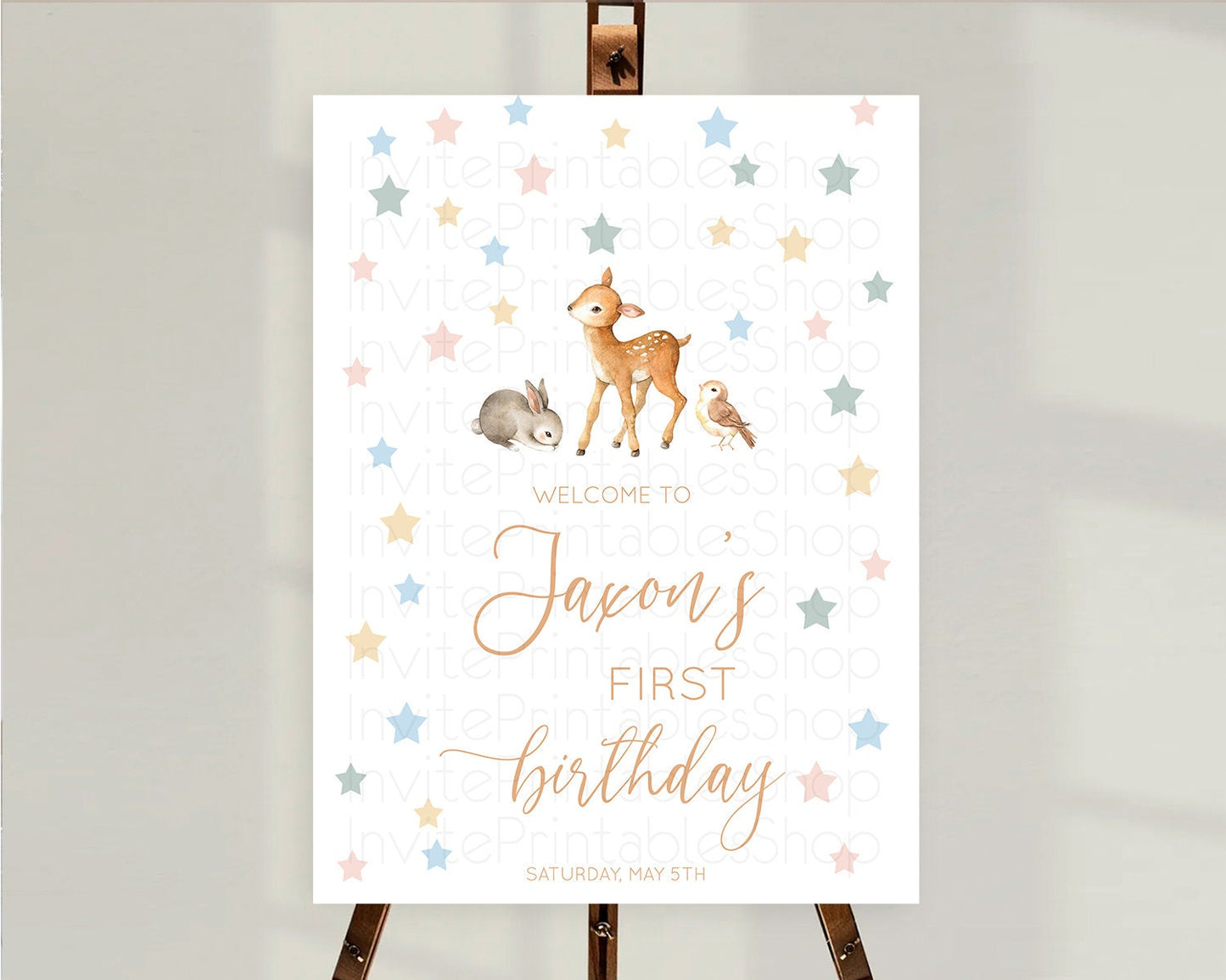 Fawn Welcome Sign Deer Welcome Board Floral Deer Welcome Poster Enchanted Forest Butterfly Pastel Floral First Birthday Welcome Sign D10918