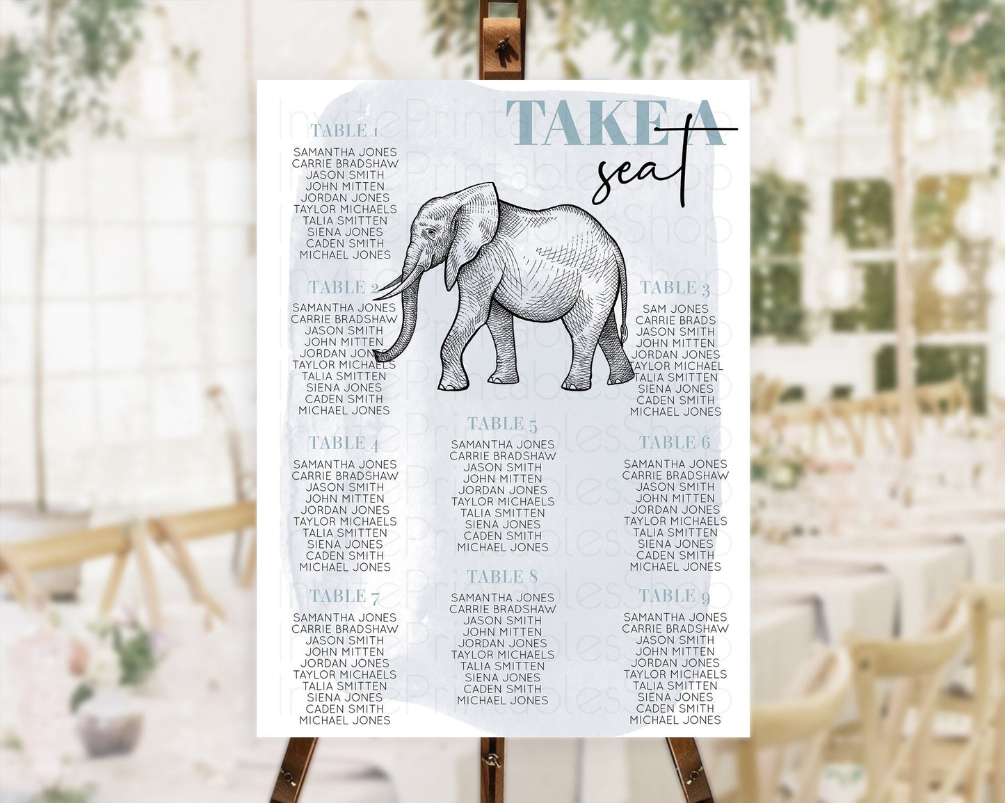 Elephant Seating Chart Elephant Seating Sign Elephant Party Safari Adventure Elephant Take A Seat Elephant Décor Zoo Fern Palm Leaf D10811