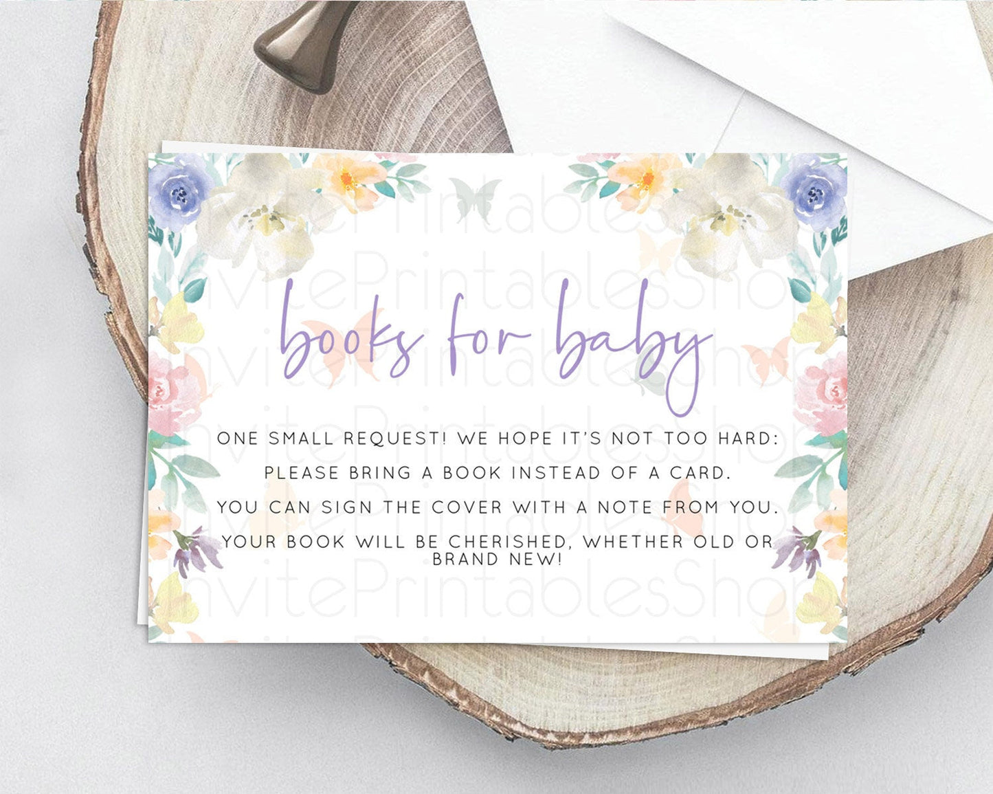 Secret Garden Books For Baby Card Boho Wildflower Book Insert Pastel Flower Garden Baby Shower Card Flower Guests Book Poem Request D10710