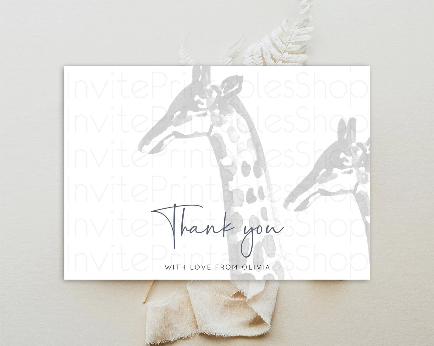 Giraffe Thank You Giraffe Thank You Card Giraffe Party Birthday Thank You Card Safari Card Template Giraffe Teacher Thank You Cards D10306