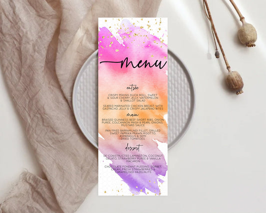 Editable Pastel Menu Pastel Rainbow Menu Template Colorful Pastel Table Deco