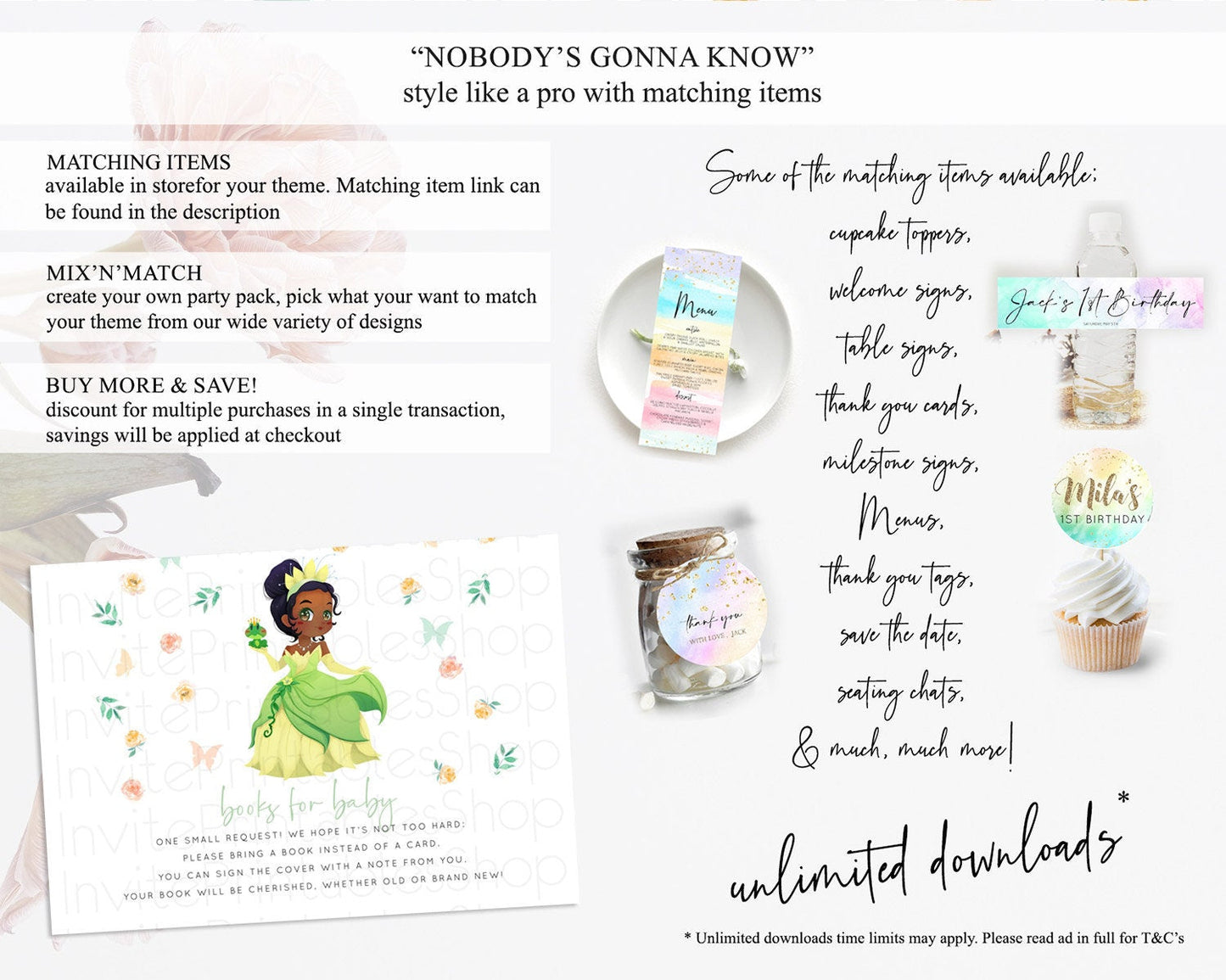 Princess Books For Baby Card Castle Book Card Insert Secret Garden Enchanted Castle Pastel Floral Garden Baby Shower Poem Request D10358
