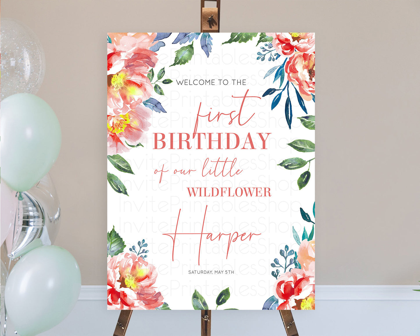 Secret Garden Welcome Sign Wildflower Welcome Board Pastel Flower Garden Welcome Poster Boho Wildflower First Birthday Welcome Sign D10751