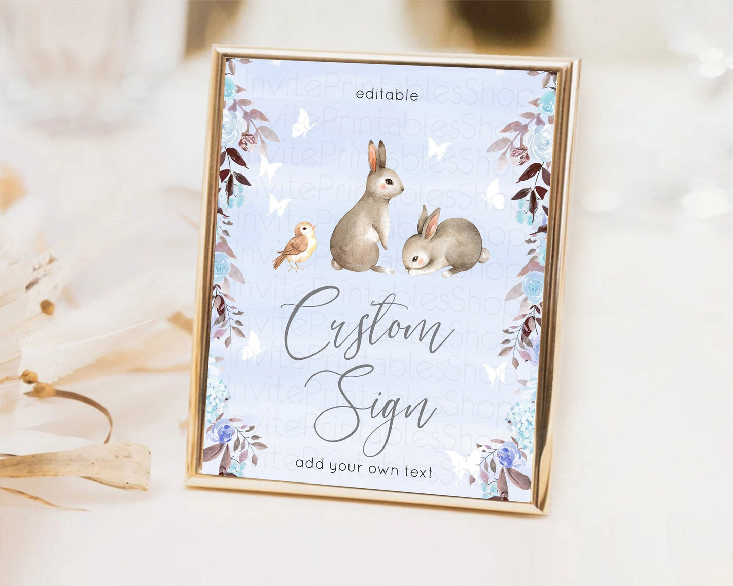 Fawn Deer Sign Pastel Floral Deer Table Sign Decor Enchanted Forest Butterfly Party 1st Birthday Baptism Baby Shower Bridal Shower D10923