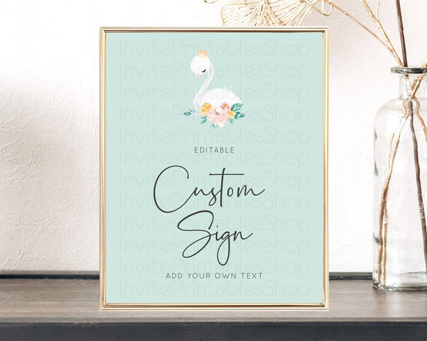Swan Table Sign Decor Swan Princess Ballet Party Enchanted Swan Lake Secret Garden Pastel Floral 1st Birthday Baptism Baby Shower D10905