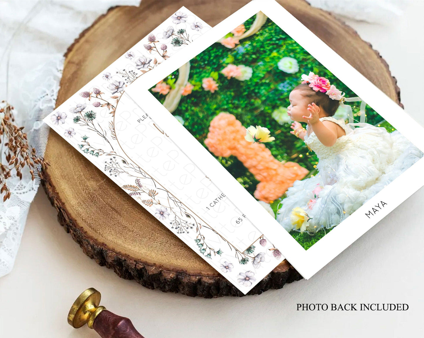 Secret Garden Baptism Invitation Wildflower Baptism Birthday Invite Pastel Flowers Christening Invite Enchanted Garden Boho Floral D10604