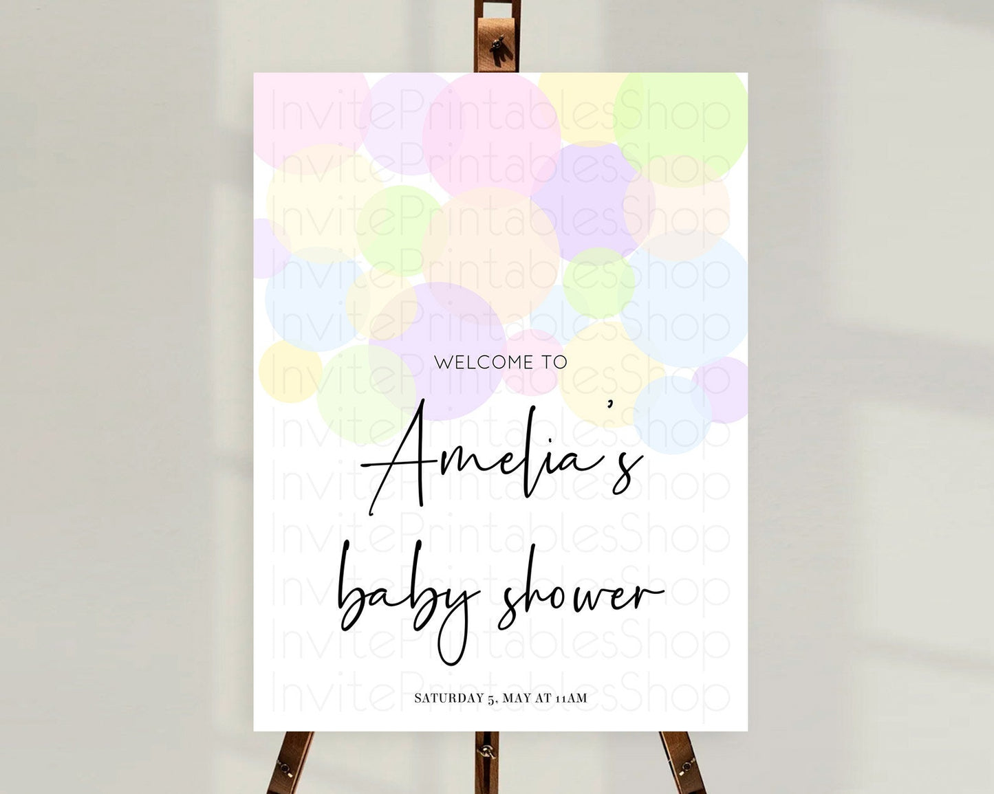 Rainbow Baby Shower Welcome Sign Pastel Welcome Board Pastel Rainbow Confetti Welcome Sign Colorful Bubbles Pastel Welcome Sign D10229