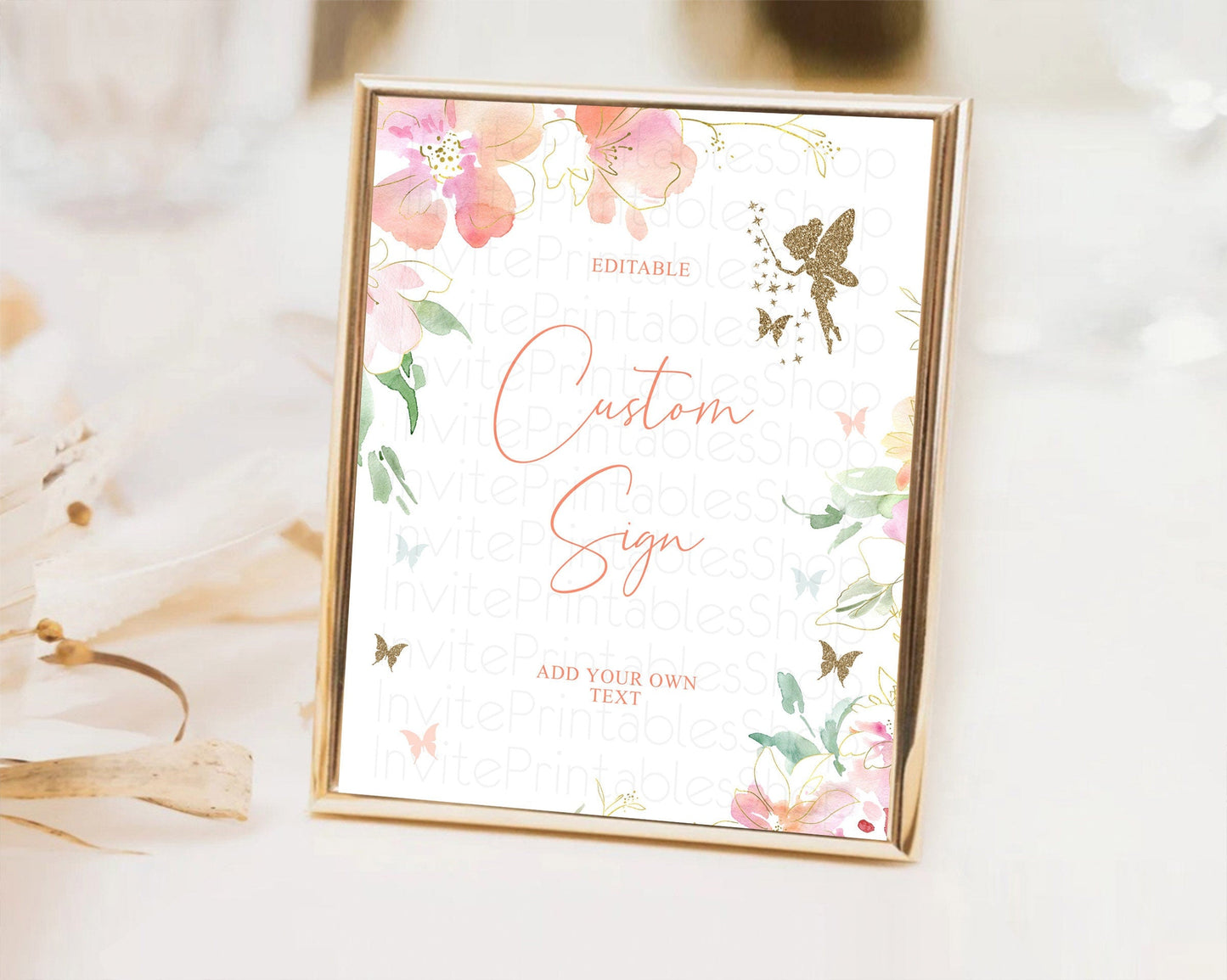 Fairy Sign Enchanted Garden Table Sign Decor Pastel Floral Butterfly Party Secret Garden Birthday Baptism Baby Shower Bridal Shower D10934