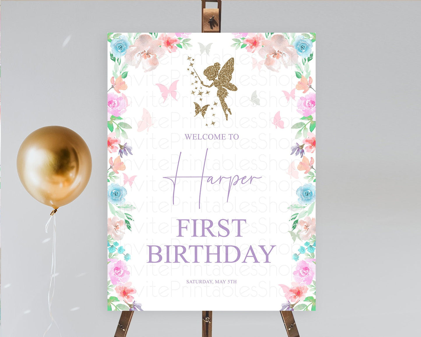 Fairy Welcome Sign Fairy Welcome Board Enchanted Garden Pastel Floral Butterfly Decor Secret Garden First Birthday Welcome Sign D10126