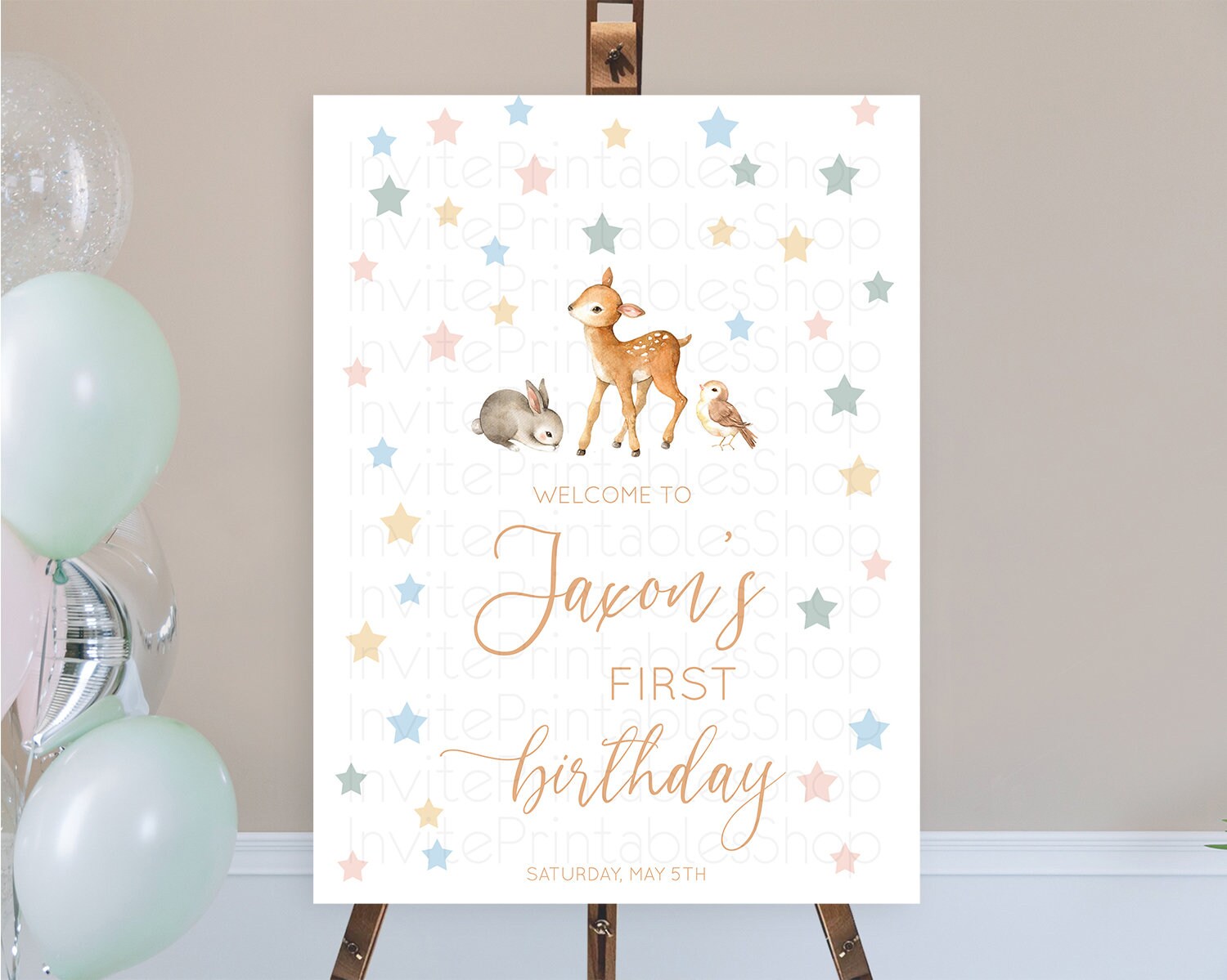 Editable Fawn Welcome Sign Deer Welcome Board Floral Deer Welcome Poster Enc