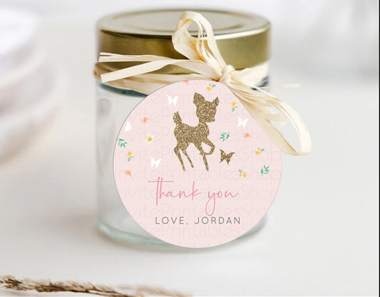 Editable Fawn Thank You Tags Deer Thank You Gift Tags Pastel Floral Deer Fav