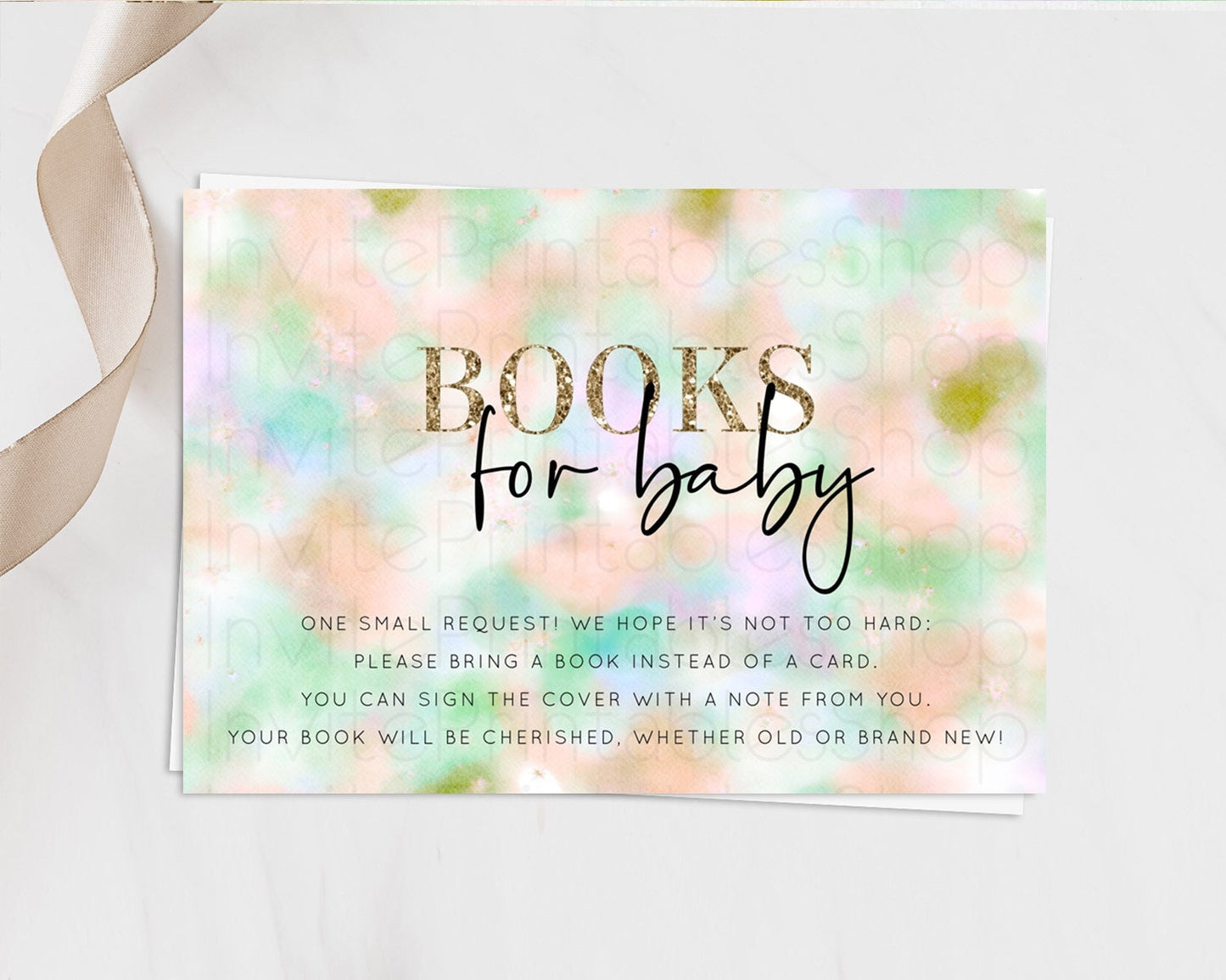 Pastel Books For Baby Card Pastel Rainbow Book Insert Colorful Ombre Watercolor Book Card Confetti Glitter Baby Book Poem Request D10693