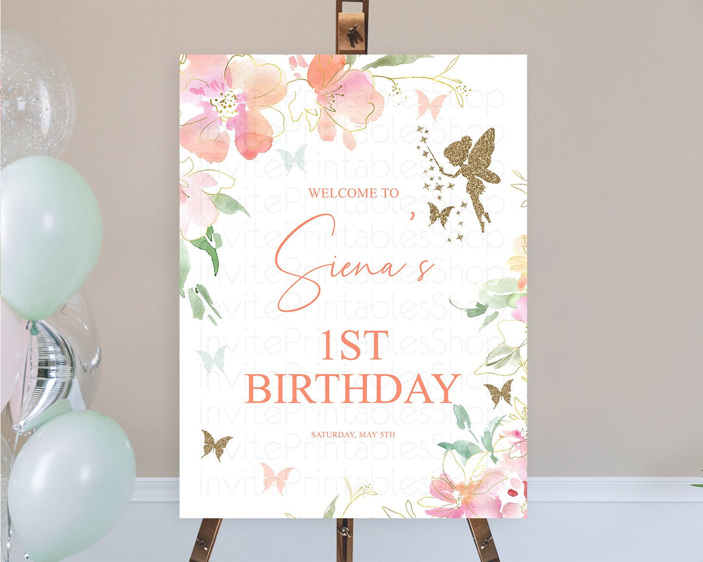 Fairy Welcome Sign Fairy Welcome Board Enchanted Garden Pastel Floral Butterfly Décor Secret Garden First Birthday Welcome Sign D10934