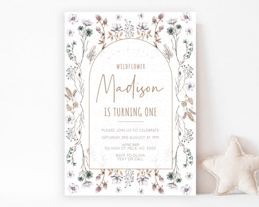 Wildflower Birthday Invitation Floral Invite Enchanted Garden Invite Secret Garden Invite Garden Tea Party Boho Wild One 1st 2nd 3rd 587v2