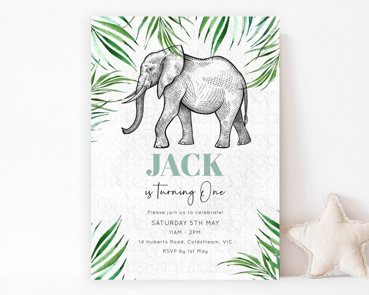 Elephant Birthday Invitation Elephant Invitation Elephant Birthday Safari Elephant Party TWO Wild ONE Jungle Adventure Zoo Birthday D10850
