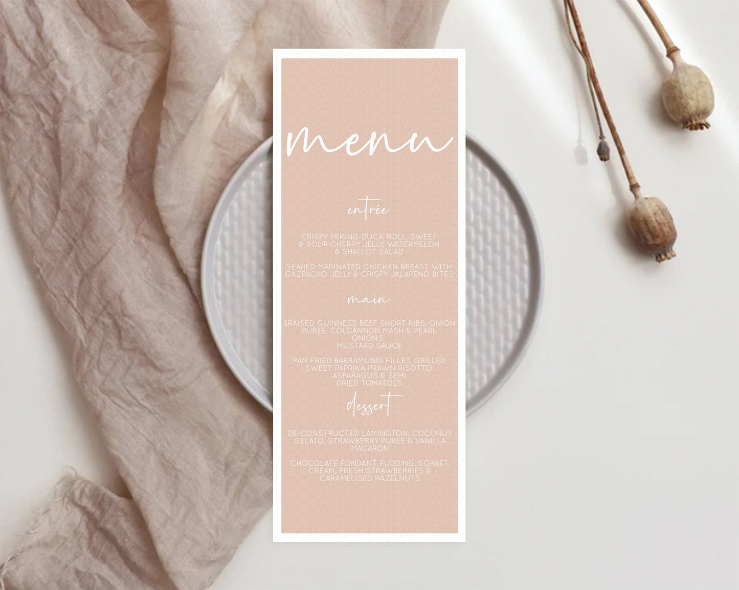 Orange Menu Pastel Orange Menu Template Orange Minimal Table Decor Modern Orange Menu Simple Orange Dinner Dessert Menu Food Menu D10938