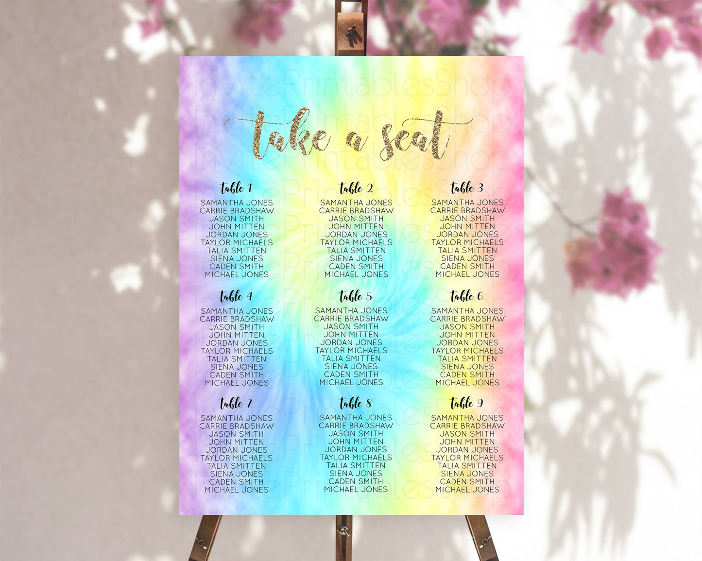 Tie Dye Seating Chart Rainbow Tie Dye Seating Chart Rainbow Colorful Seating Chart Tie Dye Pastel Rainbow Party Decor Take A Seat D10580