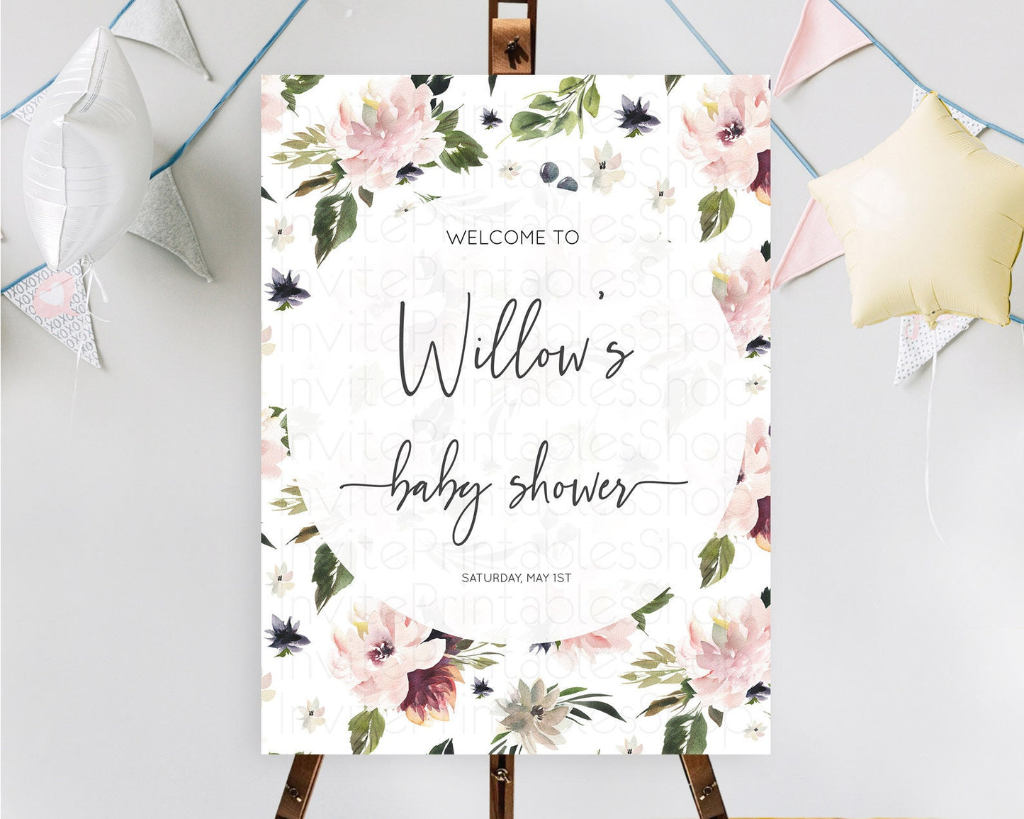 Secret Garden Baby Shower Welcome Sign Wildflower Welcome Board Pastel Flower Garden Welcome Poster Boho Wildflower Welcome Sign D10538