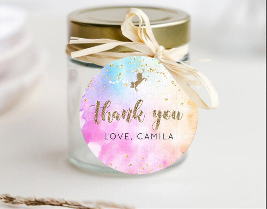 Unicorn Rainbow  Thank You Gift Tags Pastel Unicorn Thank You Tags Magical Ombre Unicorn Favor Tags Colorful Watercolor Party Tags D10452