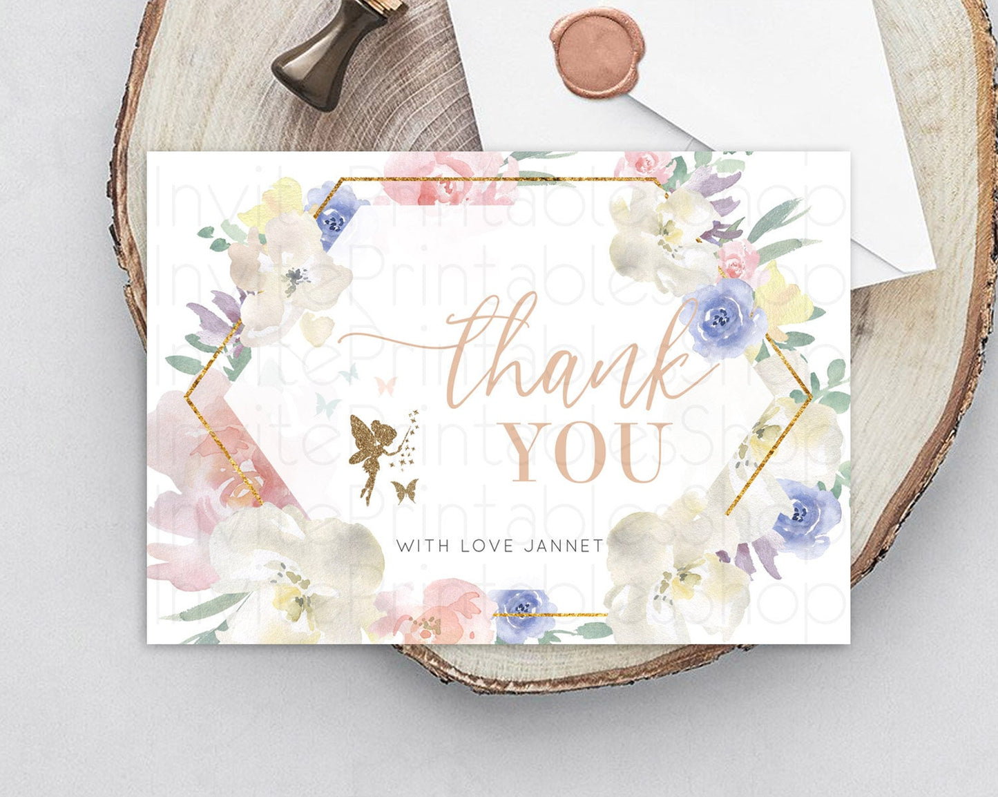 Fairy Thank You Fairy Thank You Card Enchanted Garden Pastel Butterfly Birthday Thank You Floral Secret Garden Teacher Thank You D10829