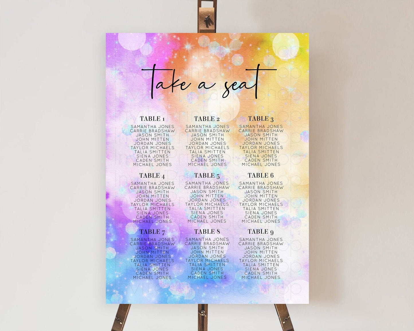 Rainbow Seating Chart Pastel Seating Chart Iridescent Sprinkles Colorful Pastel Watercolor Seating Sign Ombre Pastel Take A Seat D10690