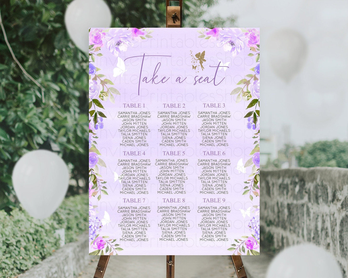 Fairy Seating Chart Pastel Fairy Seating Chart Fairy Tea Party Fairy Garden Seating Sign Enchanted Garden Floral Butterfly Decor D10910