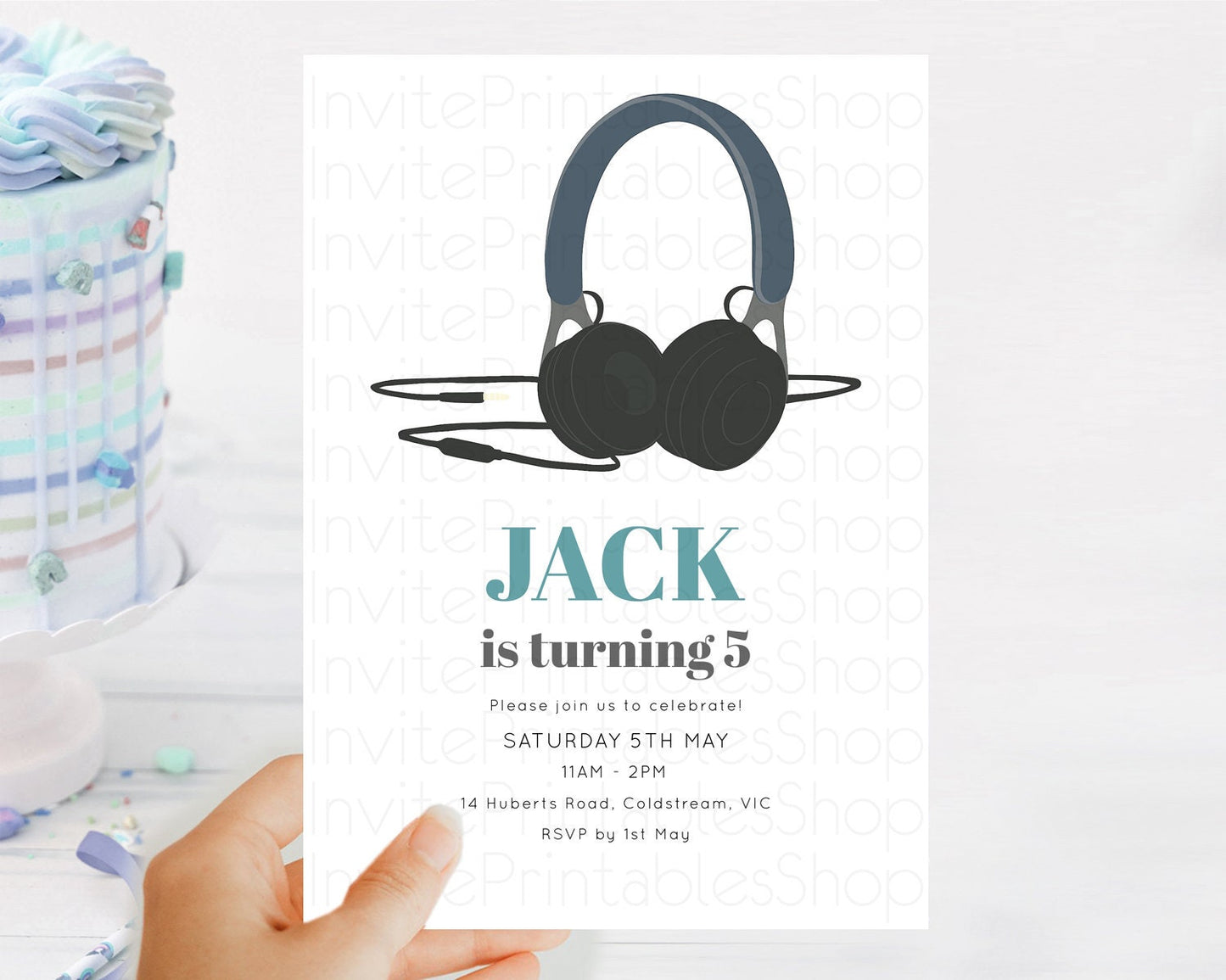 DJ Birthday Invitation DJ Headphones Birthday Invitation Zoom Party Invitation Techno House Dance Music Club Disco Electro Party D10871