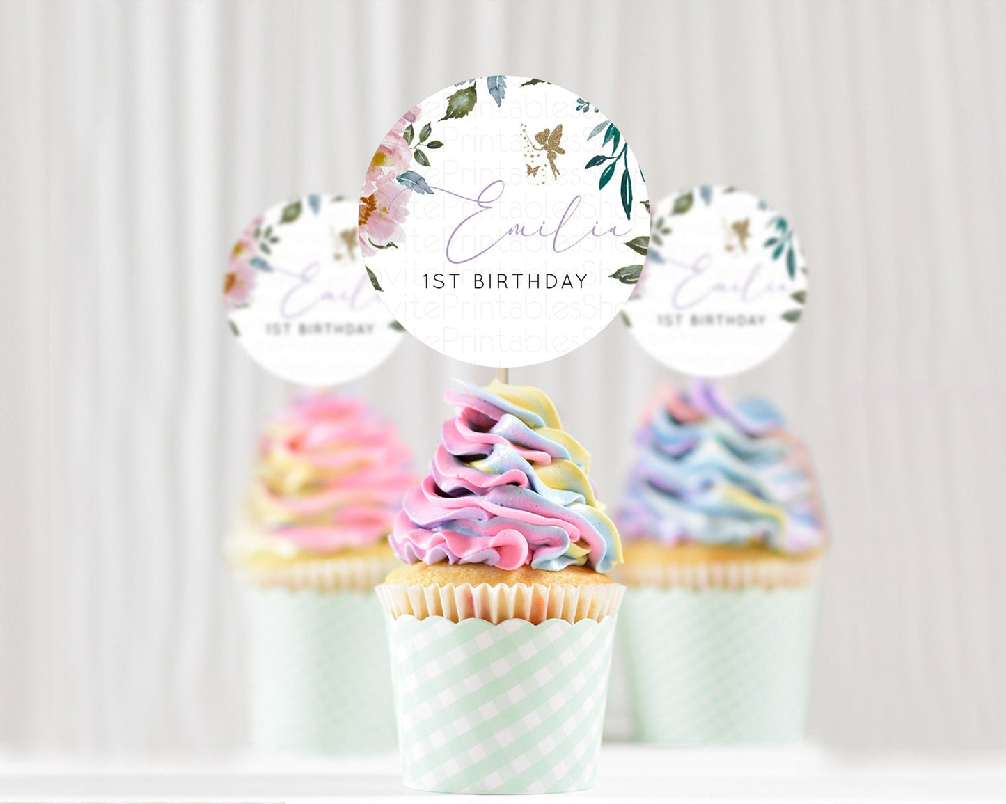 Fairy Cupcake Toppers Pastel Fairy Cupcake Toppers Fairy Floral Garden Cupcake Topper Enchanted Garden Floral Butterfly Party Decor D10727