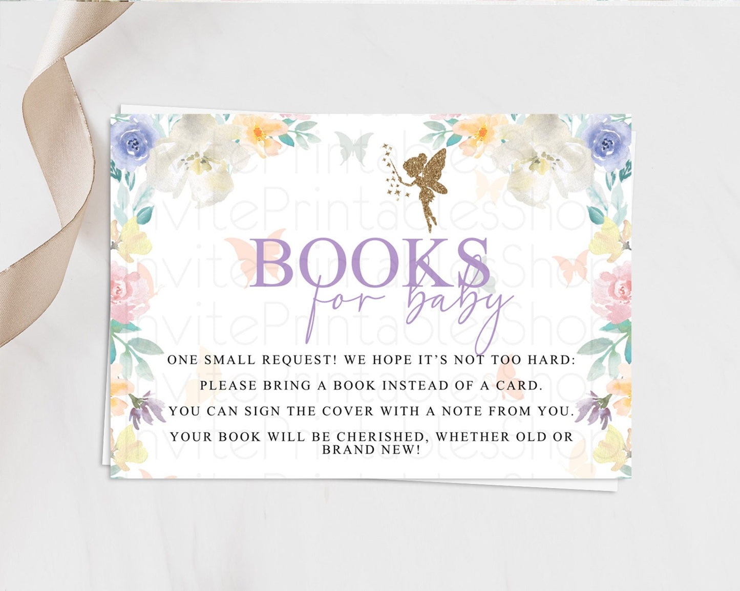 Fairy Books For Baby Card Fairy Book Insert Enchanted Garden Fairy Book Card Pastel Floral Butterfly Cards Secret Garden Book Poem D10761