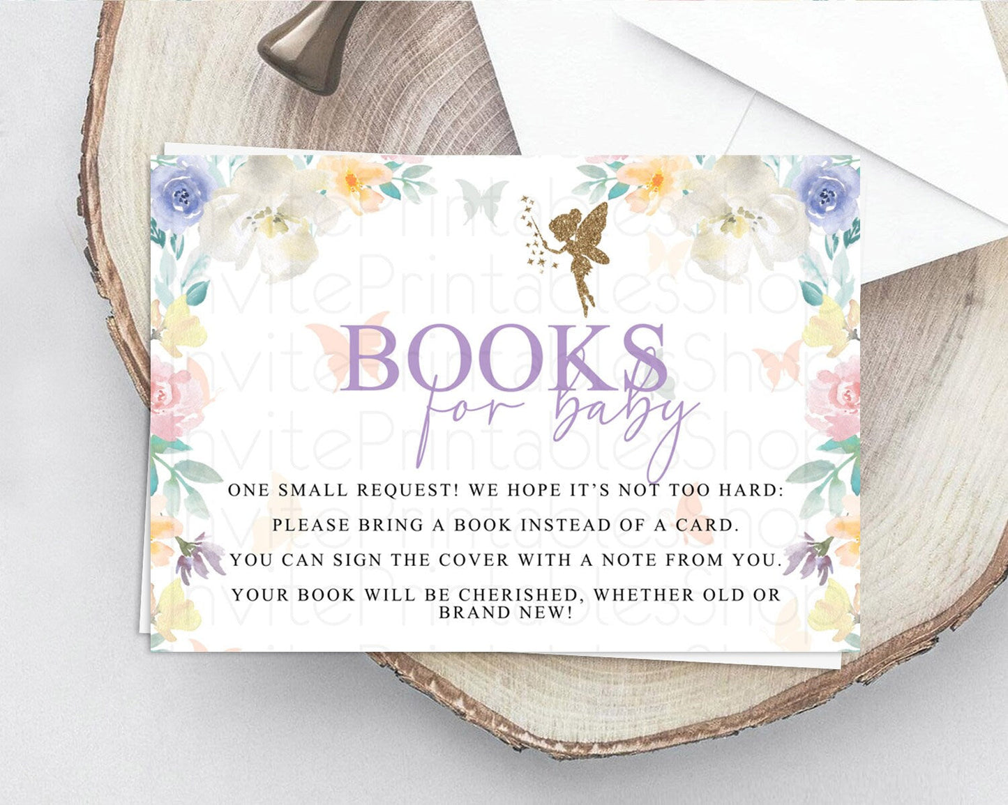Fairy Books For Baby Card Fairy Book Insert Enchanted Garden Fairy Book Card Pastel Floral Butterfly Cards Secret Garden Book Poem D10761