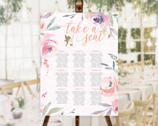 Editable Fairy Seating Chart Pastel Fairy Seating Chart Fairy Tea Party Fair