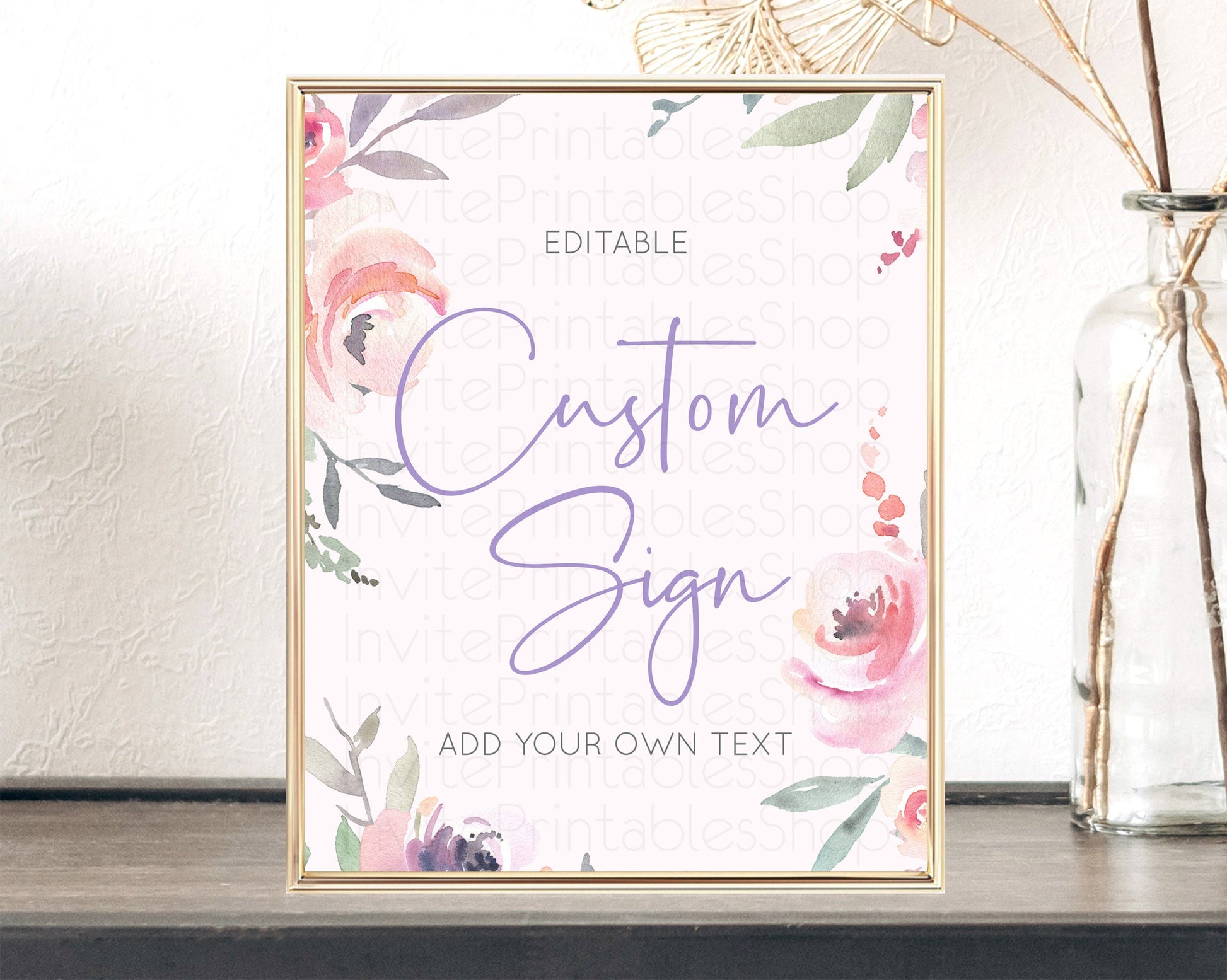 Editable Wildflower Floral Table Sign Decor Secret Garden Sign Template Past