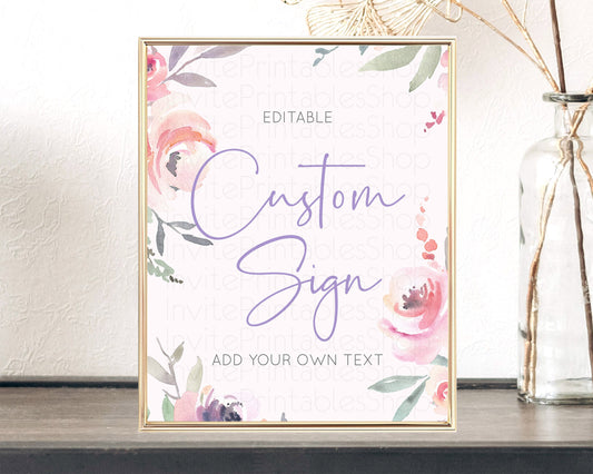 Editable Wildflower Floral Table Sign Decor Secret Garden Sign Template Past