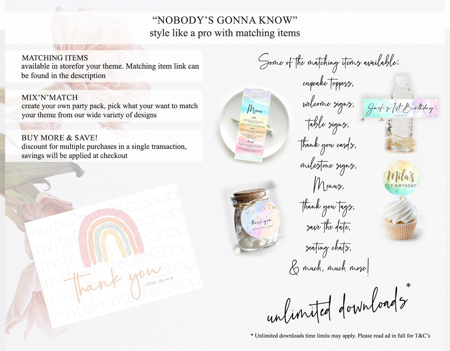 Pastel Rainbow Thank You Boho Rainbow Thank You Card Rainbow Birthday Thank You Cards Pastel Rainbow Teacher Thank You Card Template D10162