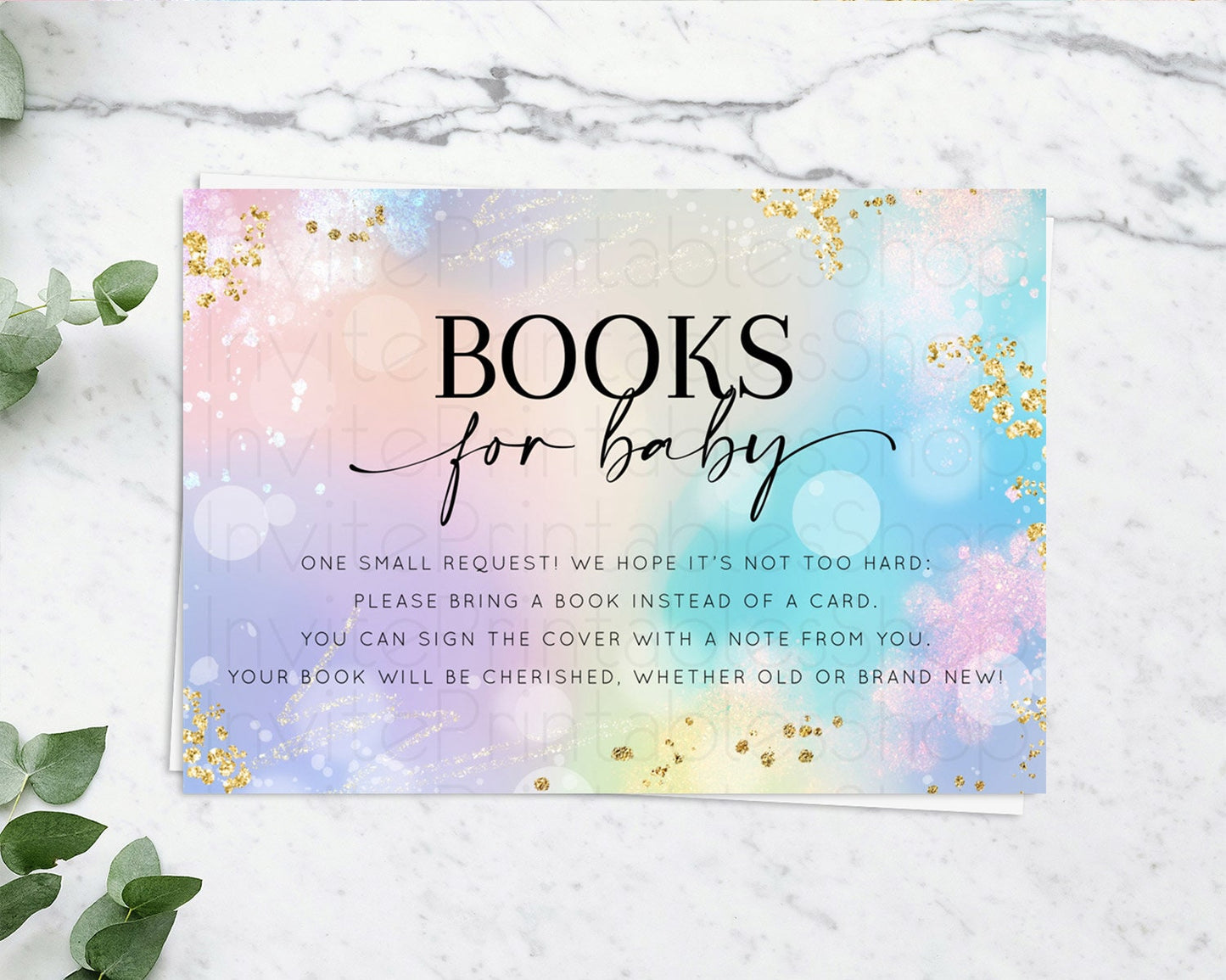 Pastel Books For Baby Card Pastel Rainbow Book Insert Colorful Ombre Watercolor Book Card Confetti Glitter Baby Book Poem Request D10675