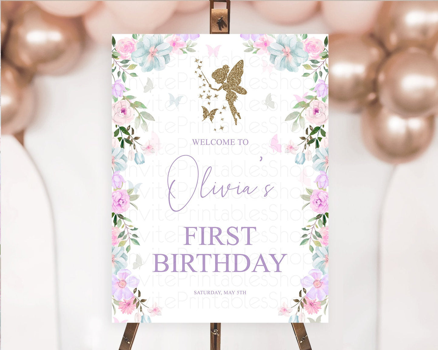 Fairy Welcome Sign Fairy Welcome Board Enchanted Garden Pastel Floral Butterfly Décor Secret Garden First Birthday Welcome Sign D10475