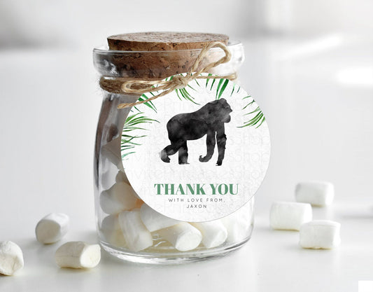 Editable Gorilla Thank You Tags Gorilla Thank You Gift Tags Gorilla Party Fa