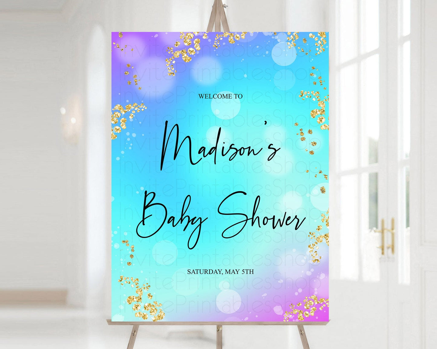 Mermaid Baby Shower Welcome Sign Mermaid Welcome Board Rainbow Fish Under The Sea Colorful Pastel Pool Party Mermaid Welcome Sign D10573