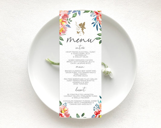Editable Fairy Menu Fairy Menu Template Enchanted Garden Pastel Floral Butte