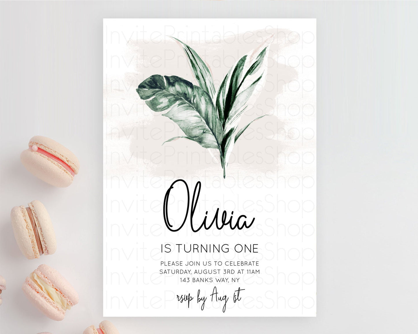 Tropical Invitation Tropical Birthday Invitation Tropical Floral Invitation Palm Leaf Fern Invite Frangipani White Orchid Invitation D11051