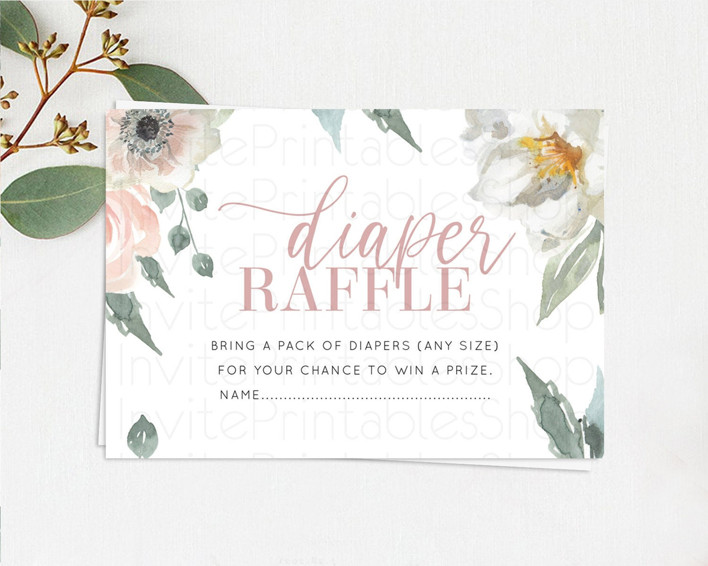 Secret Garden Diaper Raffle Card Boho Wildflower Diaper Raffle Insert Pastel Flower Garden Baby Shower Card Flower Raffle Game D10121