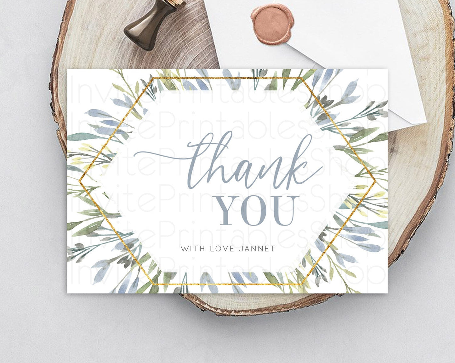 Leafy Thank You Green Leaf Thank You Card Eucalyptus Fern Leaves Cards Watercolor Boho Garden Teacher Thank You Cards Template D10532