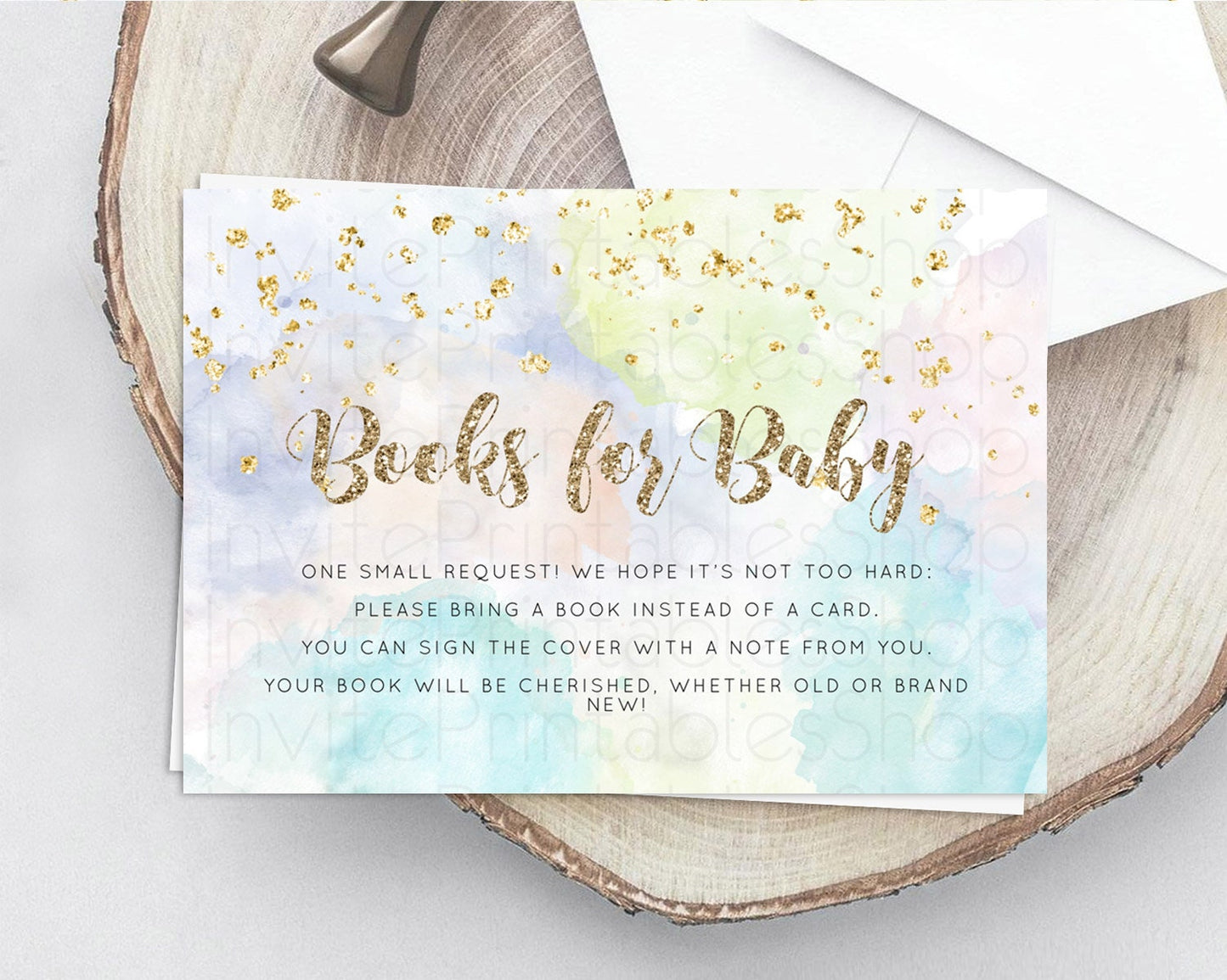 Pastel Books For Baby Card Pastel Rainbow Book Insert Colorful Ombre Watercolor Book Card Confetti Glitter Baby Book Poem Request D10614