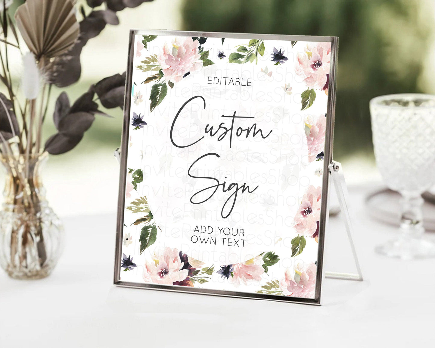 Wildflower Floral Table Sign Decor Secret Garden Sign Template Pastel Floral Garden Party Boho Flowers Birthday Baby Shower Wedding D10538