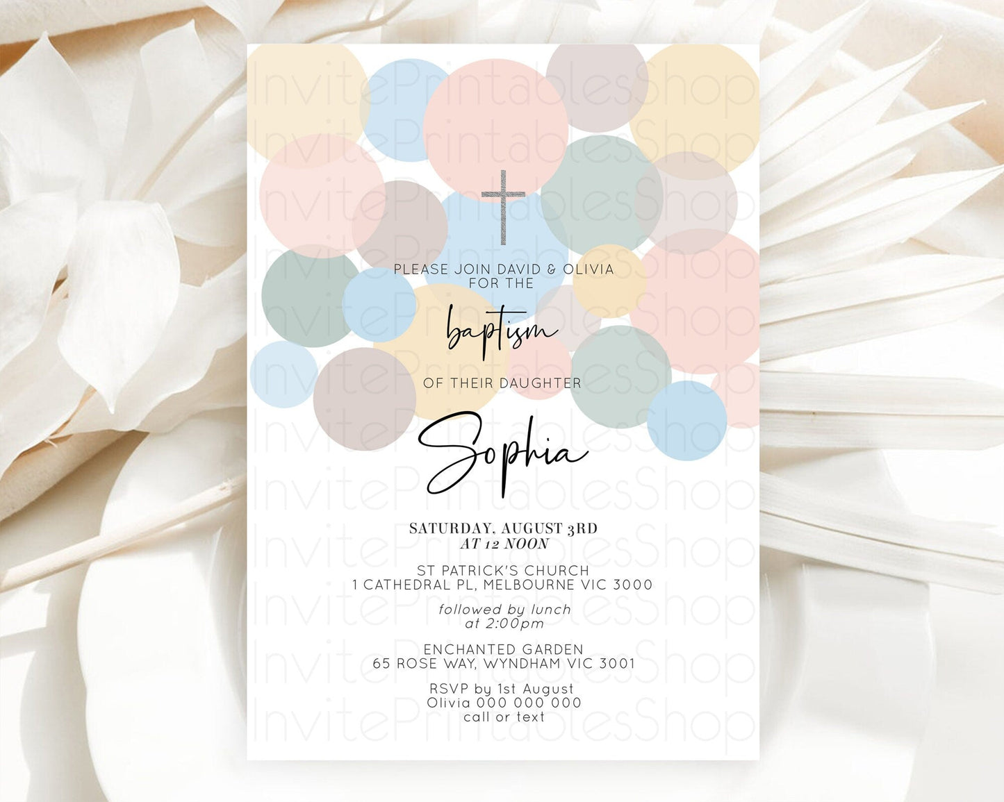 Pastel Baptism Invitation Pastel Confetti Baptism 1st Birthday Invitation Colorful Rainbow Confetti Bubbles Christening Invitation D10602