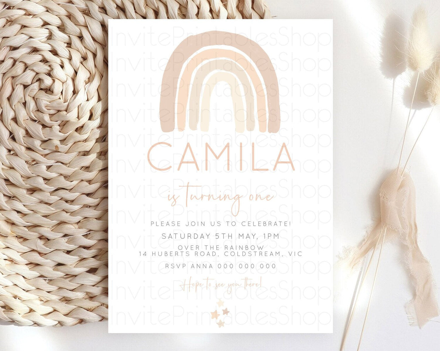 Pastel Rainbow Birthday Invitation Pastel Rainbow Invitation Rainbow Invitation Pastel Invitation Boho Rainbow 1st First Birthday D23104