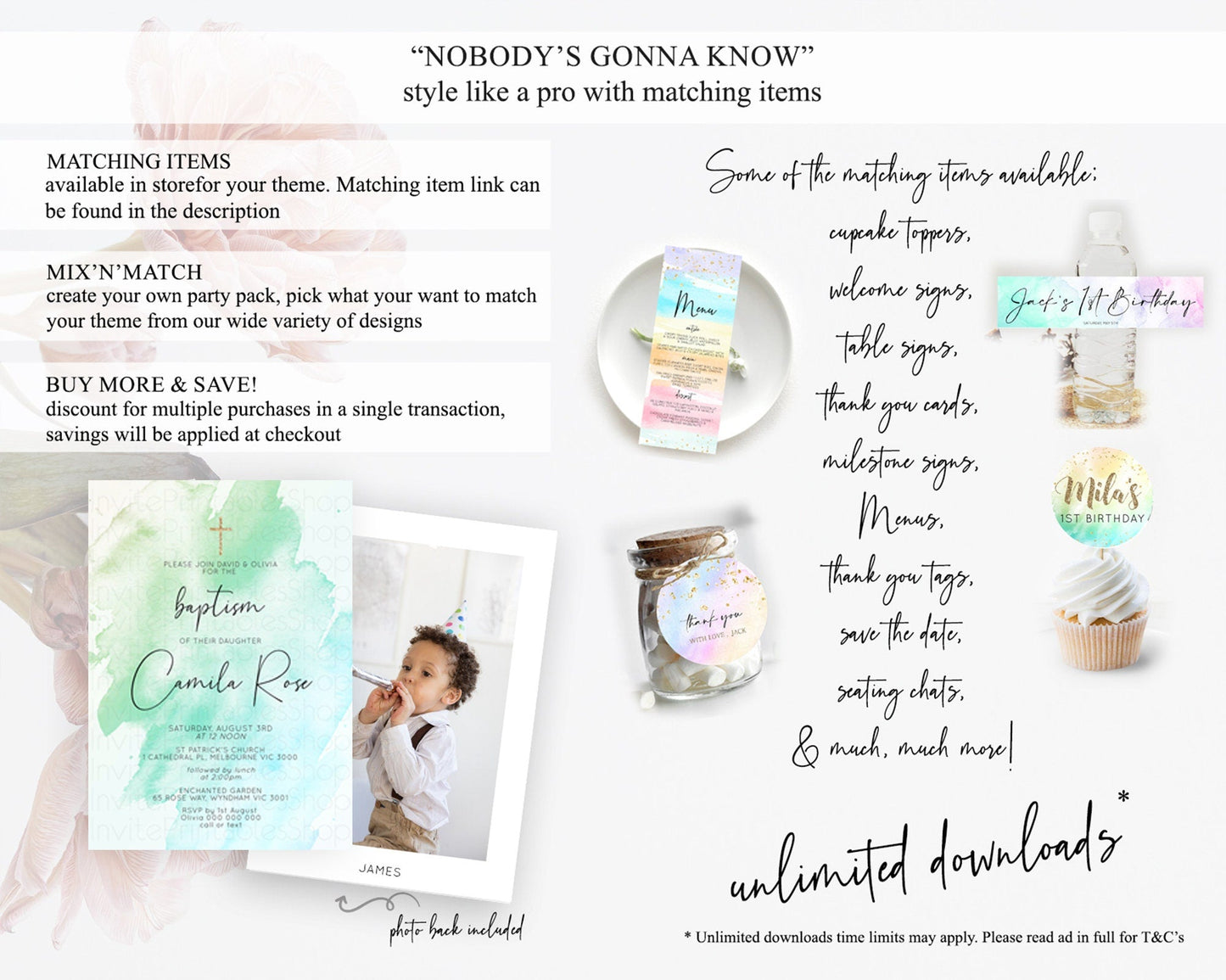 Green Baptism Invitation green Watercolor Baptism 1st Birthday Invitation Pastel Green Watercolor Christening Invite Green Splash D10166